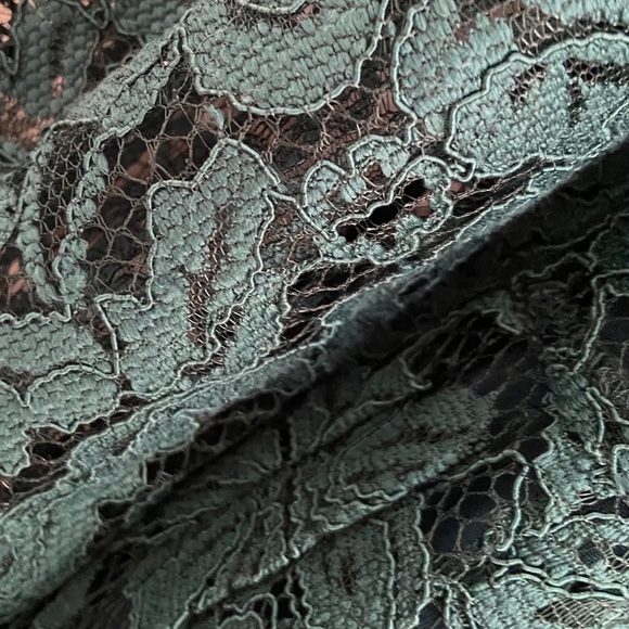 Zara green lace shirt dress drop waist pleated bottom - Picture 5 of 5